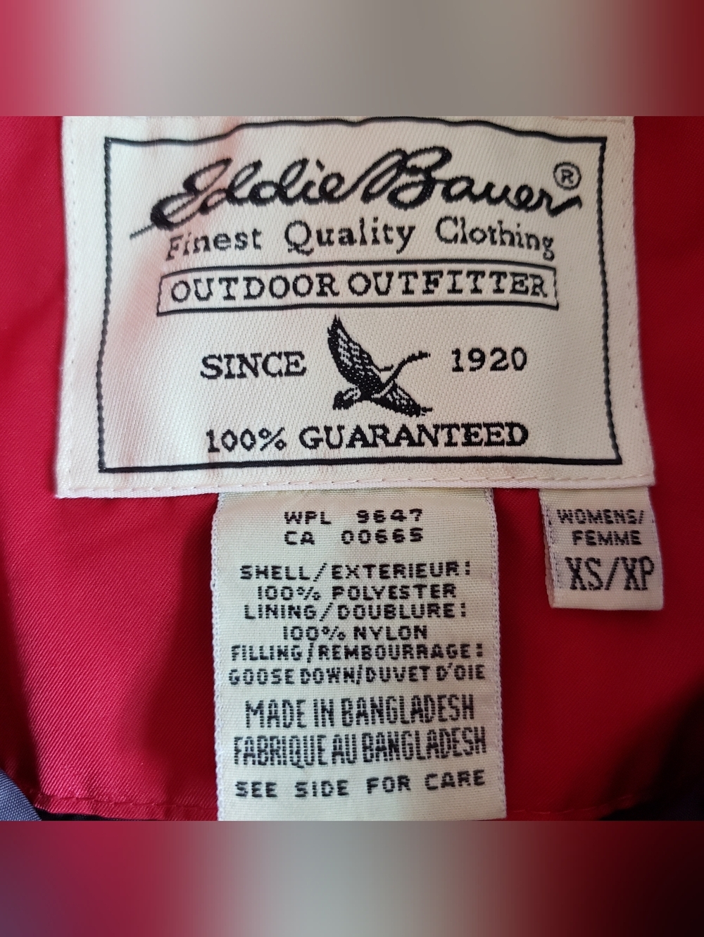 Eddie Bauer Goose Down Puffer Jacket Womens XS Red Quilted Coat - Picture 3 of 4